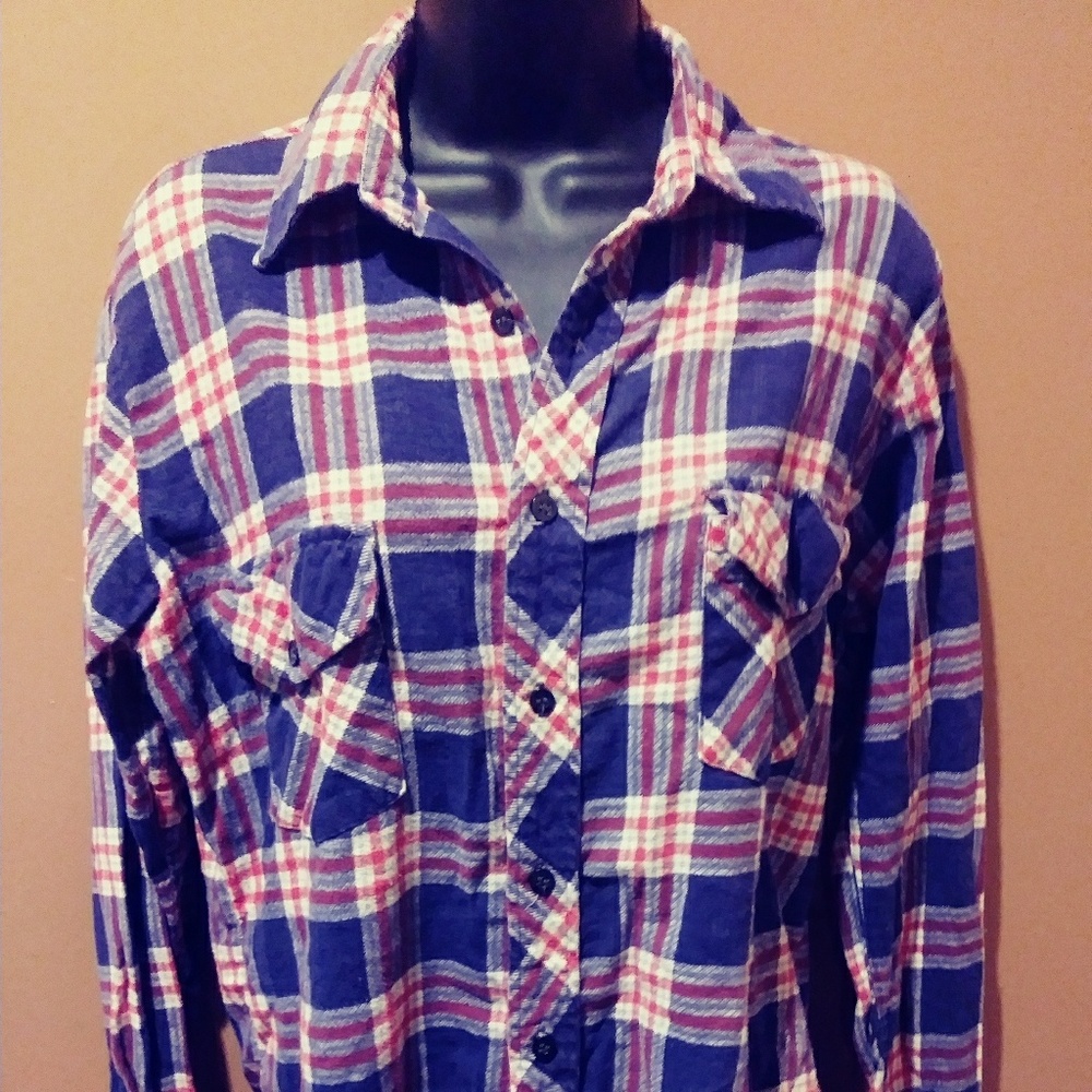 LS1 911 SPORTSWEAR BLUE RED WHT BUTTON UP FENNEL